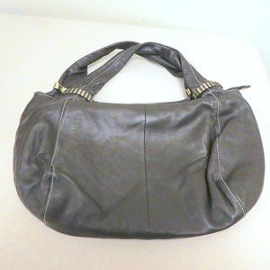 Jane Shilton black leather silvertone trim handbag